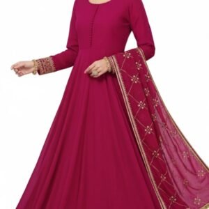 Pink Anarkali suit with dupatta