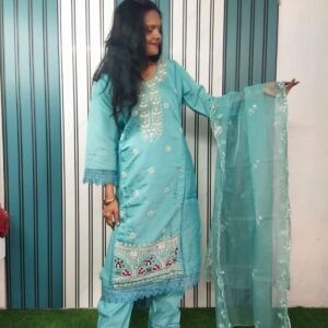 aqua blue kurta set