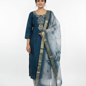 teal blue kurta set